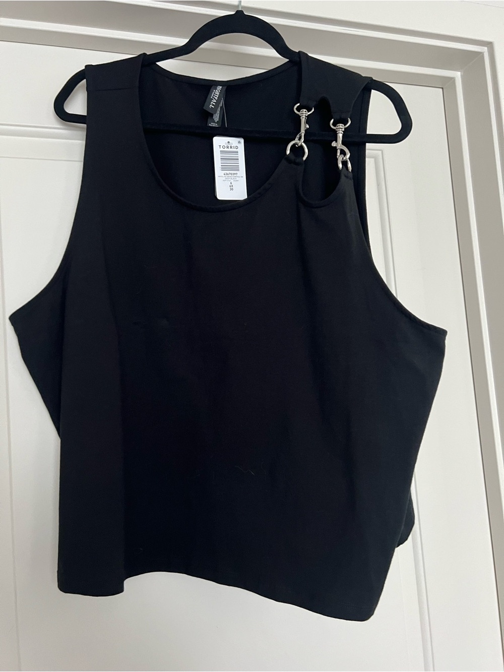 Torrid Black Tank Top with Silver Ring Strap Detail